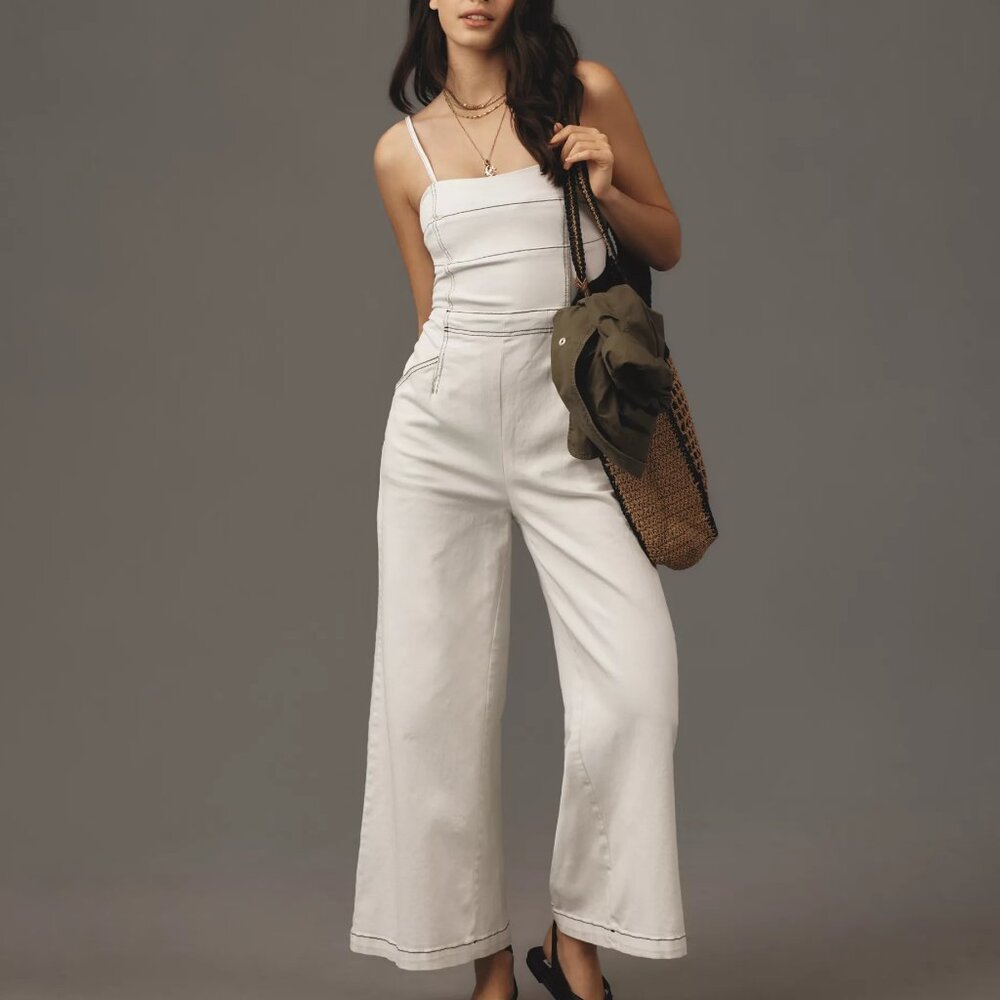 Anthropologie Pilcro Contrast Wide-Leg Denim Jumpsuit